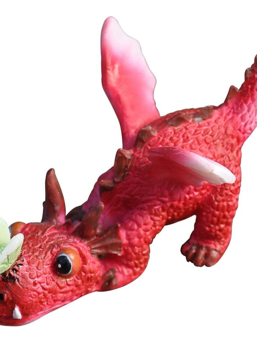 Miniature Fairy Garden and Terrarium Mini Red Dragon Playing with Butterfly Figu